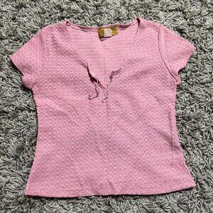 Vintage Rochelle (0s Pink Coquette Top Size M